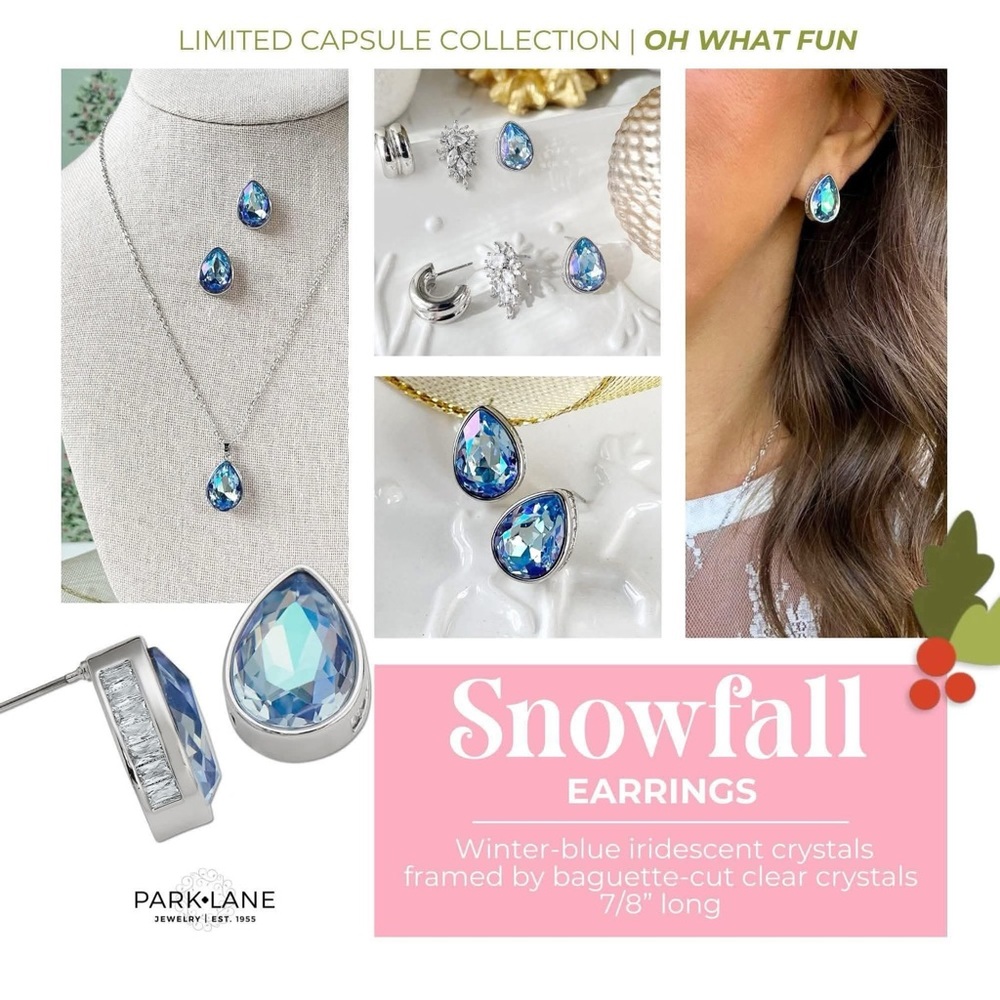 Park Lane Snowfall Earrings with Blue and Clear Crystals